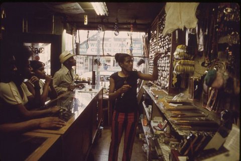 Black business owner on Chicago’s South Side, 1970. (John H. White/National Archives)