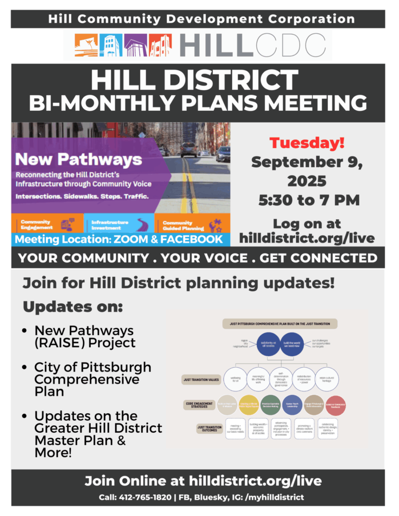 Sept 2025 Hill District Plans Meeting Flyer
